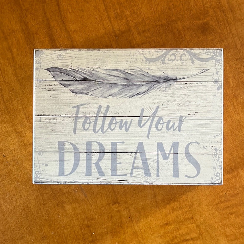 Wooden shelf sign